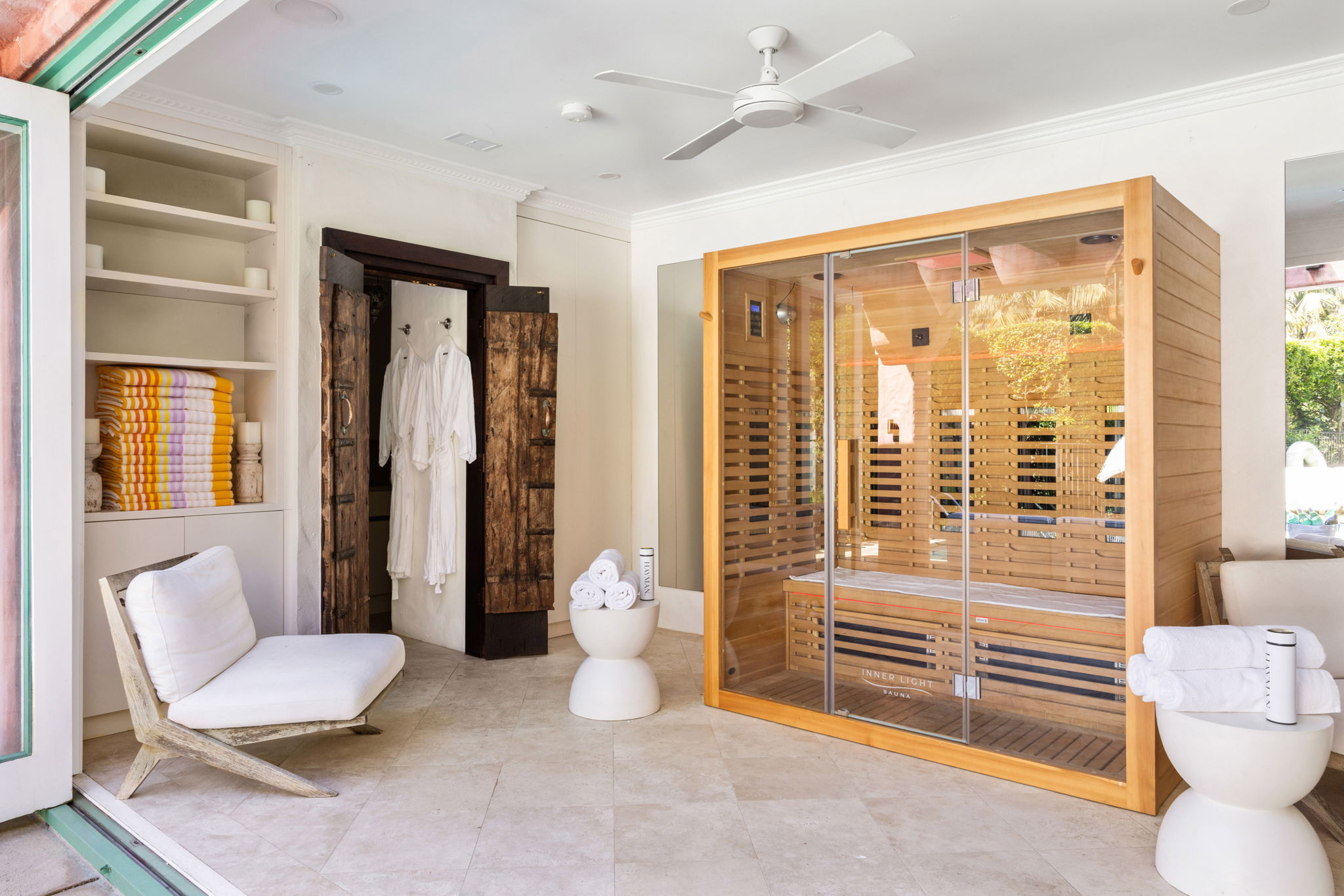 Villa Biscaya spa with infrared sauna, robes and relaxation lounge